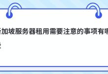 新加坡服务器租用需要注意的事项有哪些